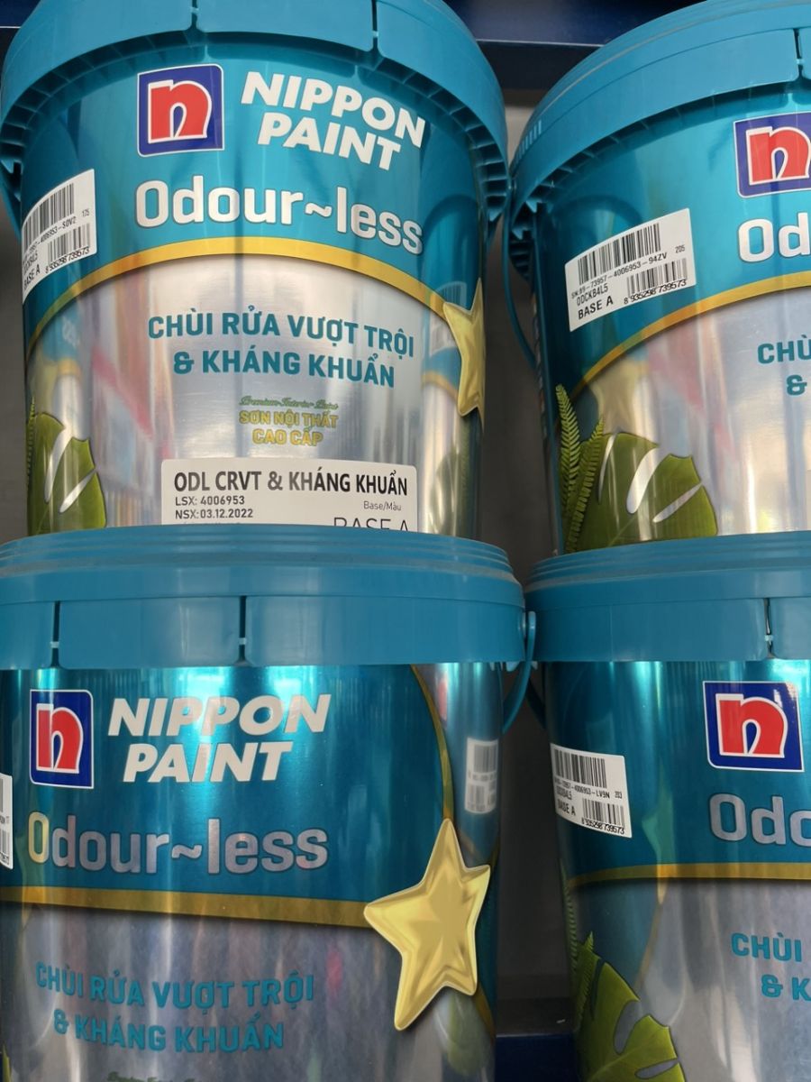 Sơn nội thất NIPPON ODOUR-LESS Chùi Rửa Vượt Trội và Kháng Khuẩn 15 Lít