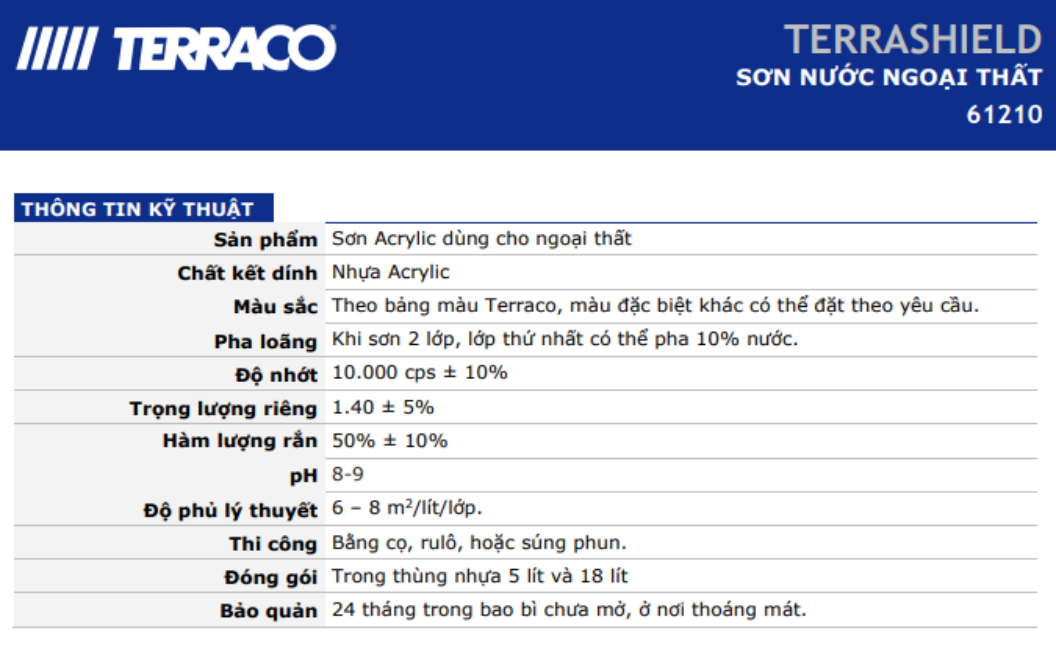 Sơn ngoại thất Terraco Terrashield