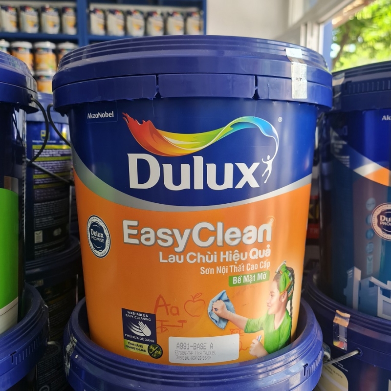 Sơn nội thất Dulux Easyclean lau chùi vượt trội kháng Virus bề mặt mờ 99A - thùng 15L