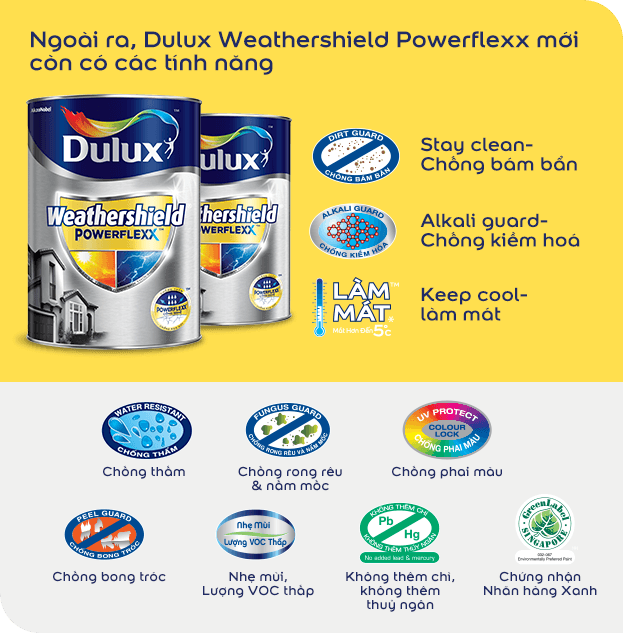 Sơn ngoại thất Dulux Weathershield Powerflexx mờ GJ8 5L