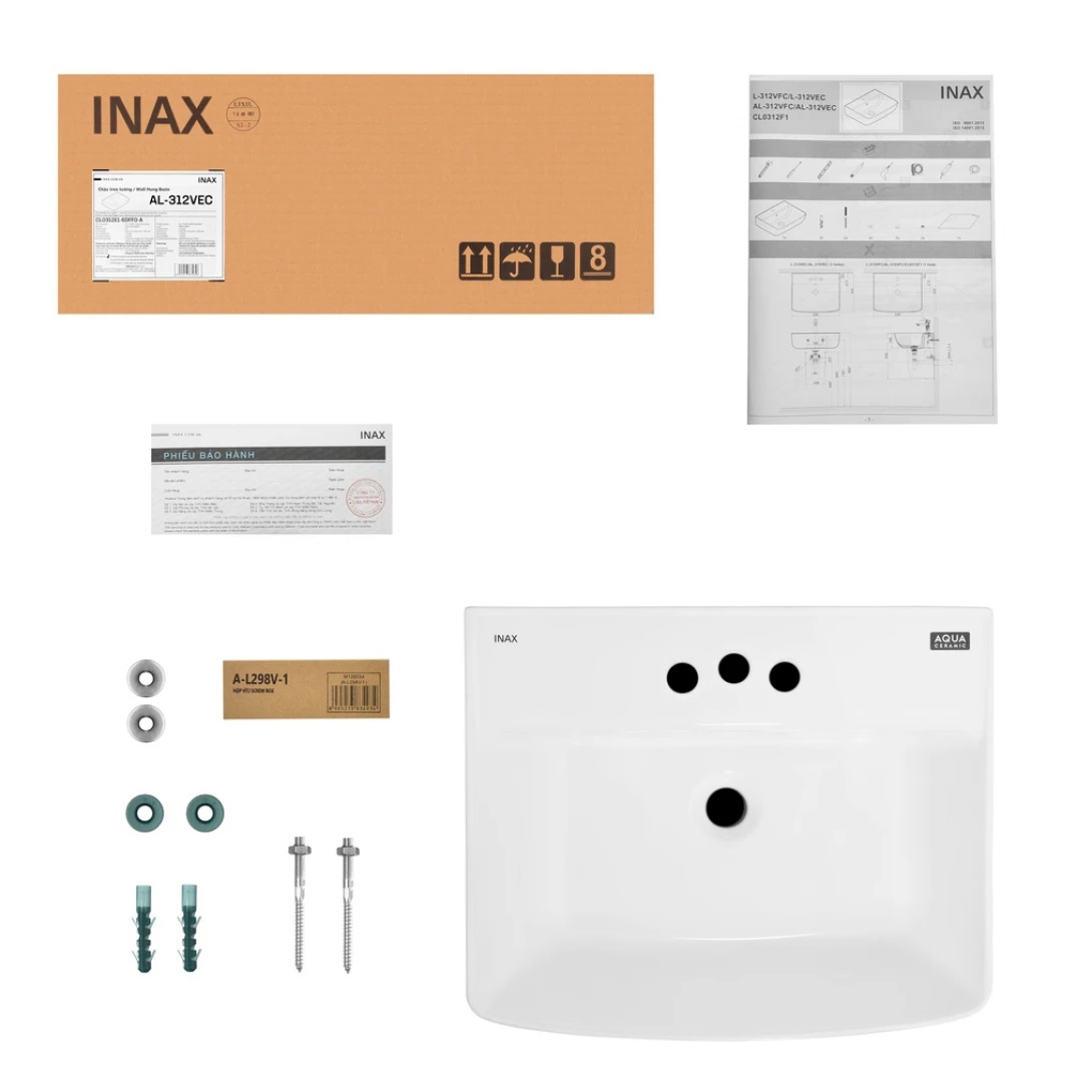 chậu rửa mặt Inax AL-312V treo tường