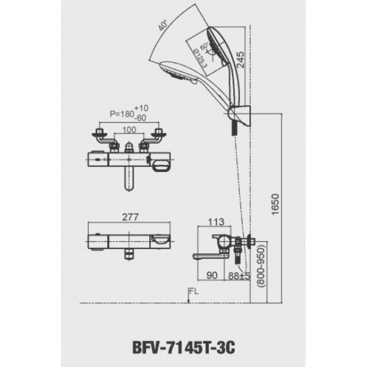 Bản vẽ kỹ thuật Vòi sen nhiệt độ INAX BFV-7145T-3C