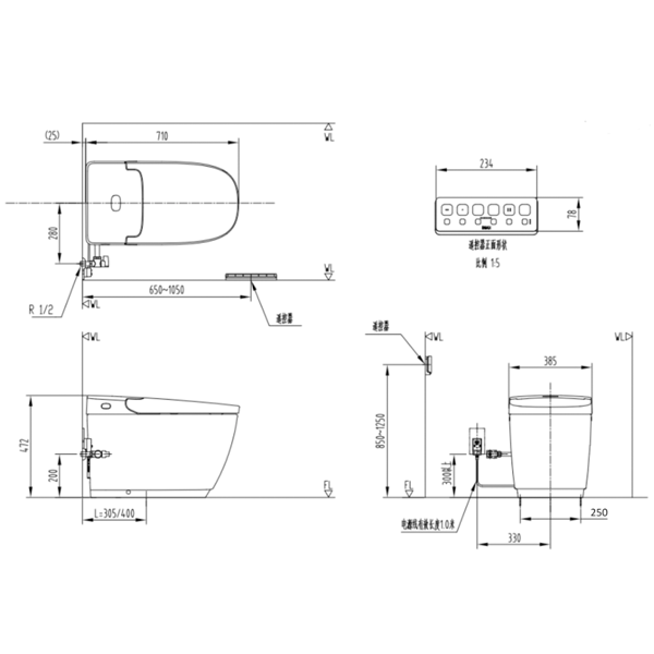 Bản vẽ kỹ thuật bàn cầu thông minh AC 819VN