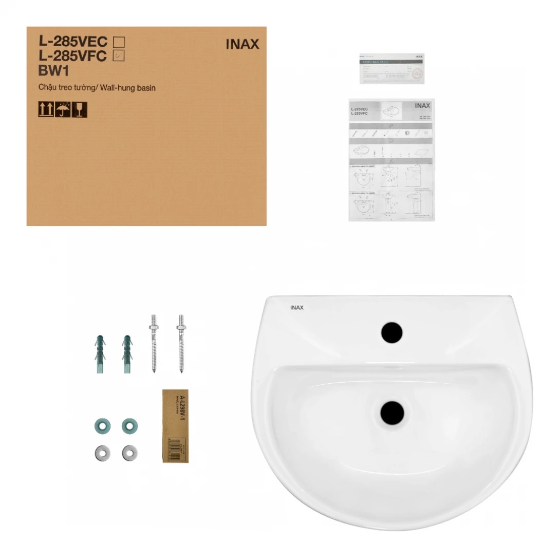 Lavabo Treo Tường Inax L-285V/L-288VC Kèm Chân Ngắn