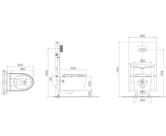 Bản vẽ kích thước bàn cầu Inax AC 952 CW-S32