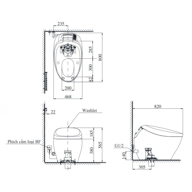 Bản vẽ bồn cầu CS900KVT TOTO NXI