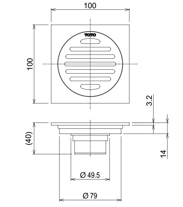 Bản vẽ thoát sàn chống hôi TOTO TVBA407