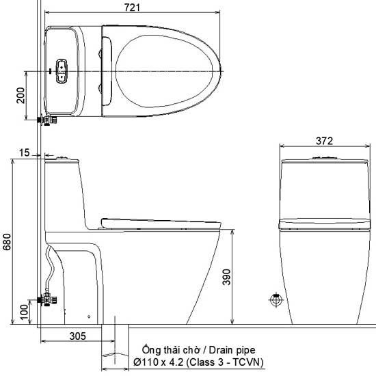Bản vẽ bồn cầu Inax ACT-902/CW-S32VN 2 khối xả tự động