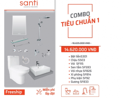 Combo thiết bị vệ sinh Sanfi Tiêu chuẩn 1
