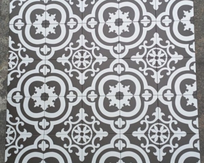 Gạch bông 20×20 cm trang trí hoa văn đen trắng Bento Royal 2206